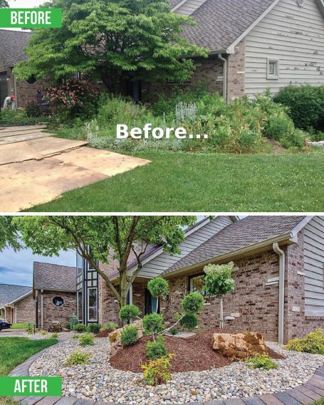 Before & After mulching, install stone